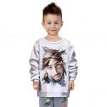 Tupac Shakur Head Logo Splash Paint Pop Art Kids Sweater