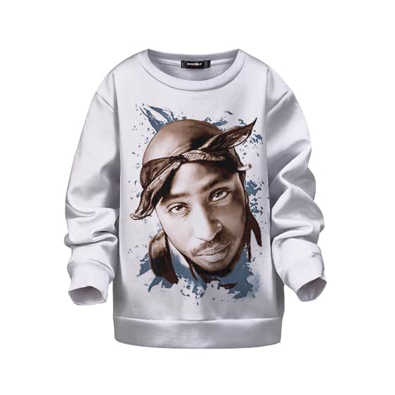 Tupac Shakur Head Logo Splash Paint Pop Art Kids Sweater