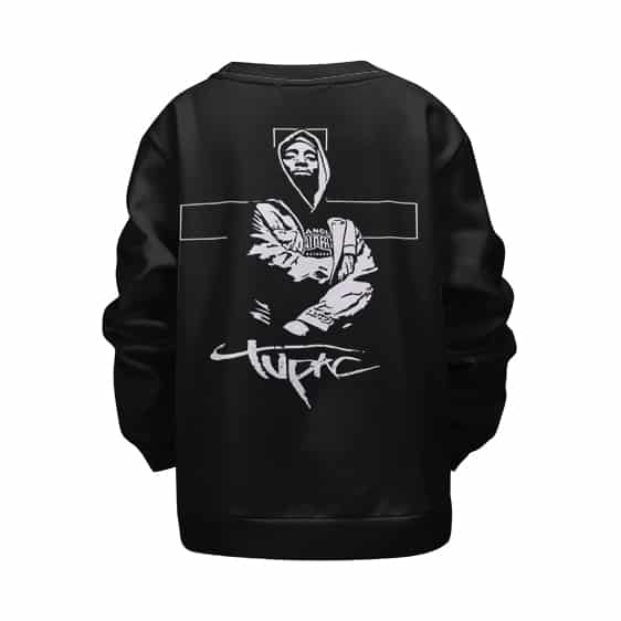 Tupac Shakur Minimalist Silhouette Art Black Kids Sweatshirt