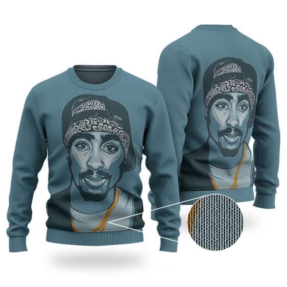 Unique Tupac Shakur Bandana Art Blue Wool Sweatshirt