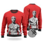 Unique Tupac With Body Tattoos Fan Art Red Wool Sweater