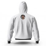West-Coast Rapper Snoop Dogg Head Cutout White Zip Hoodie