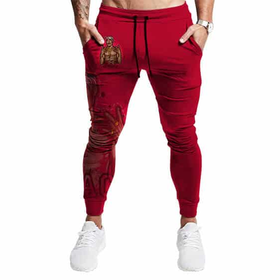 West Side Gangsta 2Pac Double Hand Sign Red Jogger Pants