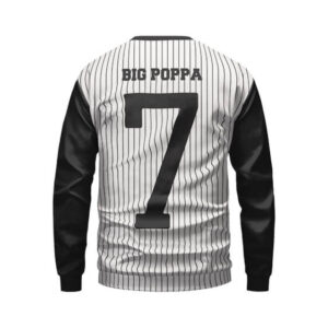 Big Poppa Pinstripe White Black Biggie Crewneck Sweatshirt