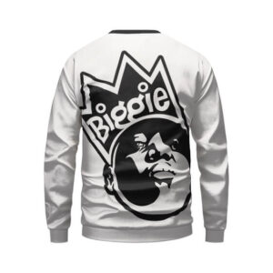 Crowned Biggie The Notorious BIG Logo White Crewneck Sweater