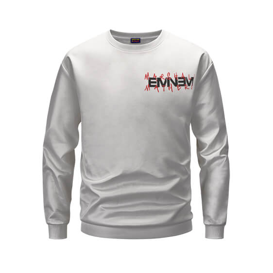 Marshall Mathers Eminem Tattoo Design White Crewneck Sweater
