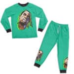 Psychedelic Travis Scott Art Green Pajamas Set