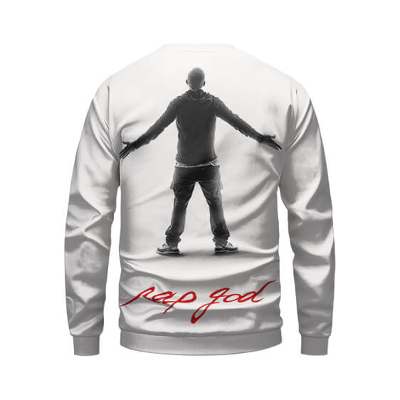 Rap God Eminem Back View Typographic Art Dope Sweatshirt