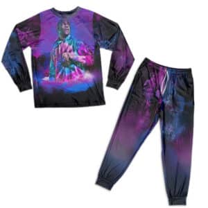 Travis Scott Vibrant Blue Violet Artwork Pajamas Set