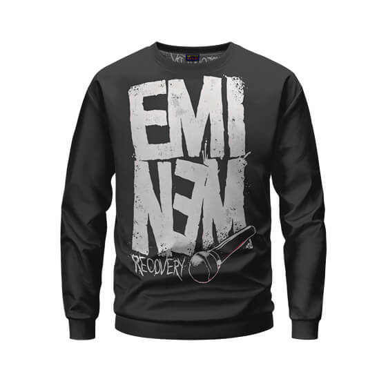 Unique Mic Drop Recovery Eminem Album Art Black Sweatshirt