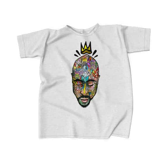 Crowned King Tupac Face Doodle Art T-Shirt