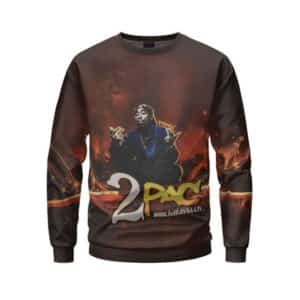 Hip-Hop Rapper Tupac Amaru Fire Art Sweatshirt