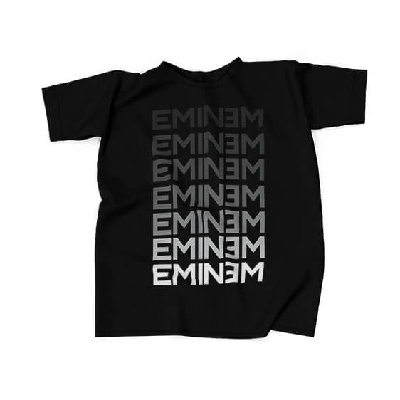 Minimalist Eminem Name Pattern Black T-Shirt