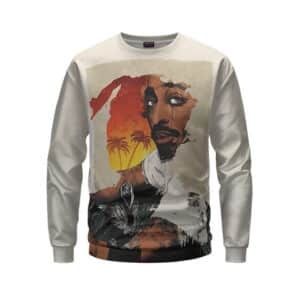Rap Icon Tupac Makaveli Sunset Art Sweatshirt