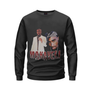 Rap Icon Tupac Makaveli Vintage Art Black Sweater