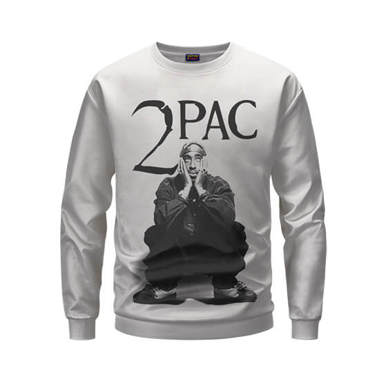 Rapper 2Pac Looking Up Monochrome Art Sweatshirt