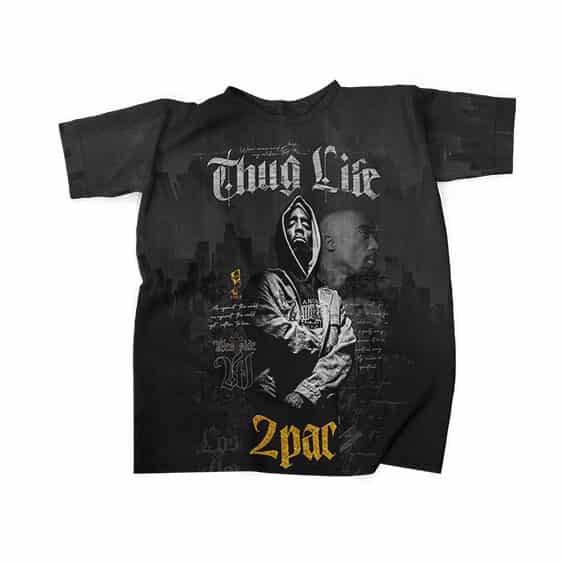 Thug Life Rapper 2Pac Shakur Art Black T-Shirt