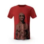 Thug Life Tupac Shakur Body Portrait Red Tees