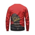 Travis Scott Gold Mask Cartoon Art Red Crewneck Sweater