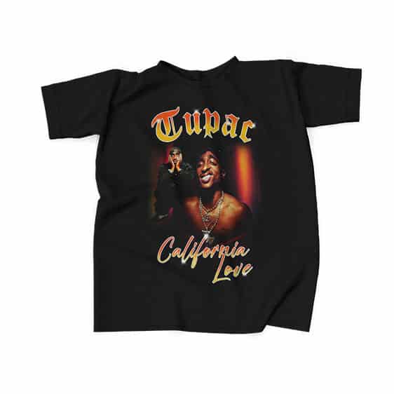 Tupac California Love Vintage Art Black Tees