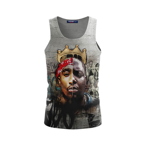 Iconic Rappers Tupac And Biggie Gray Tank Shirt