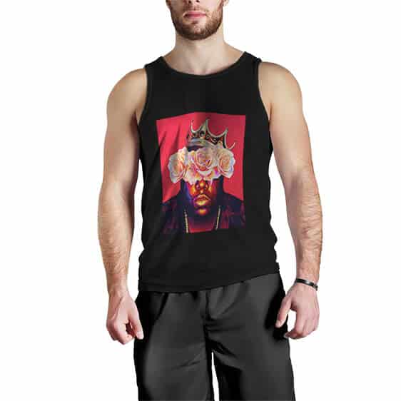 Notorious Big Portrait With Roses Black Tank Top