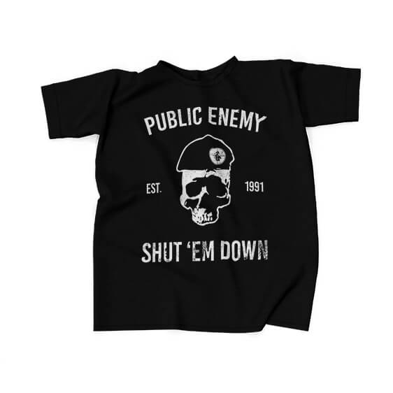 Public Enemy Shut Em Down Skull T-shirt