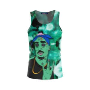 Dope 2Pac Zombie Art Green Tie Dye Tank Top