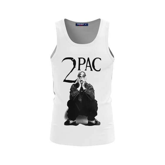 Black & White 2Pac Shakur Sitting Tank Top