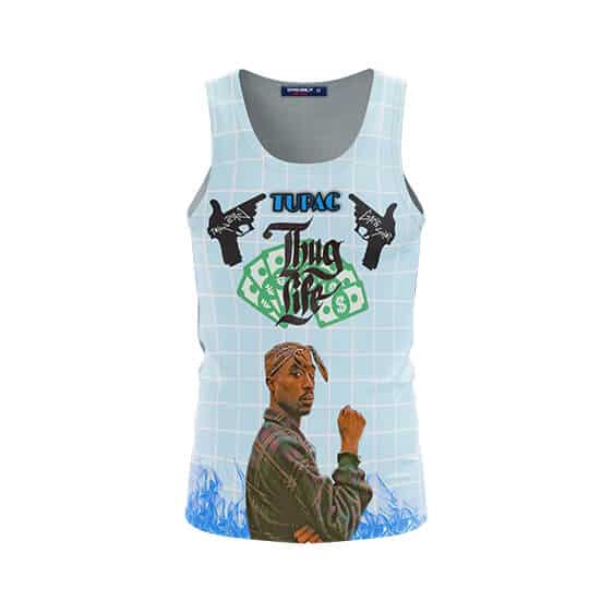 Blue Flame Thug Life Tupac Shakur Tank Top