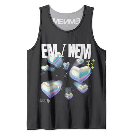 Eminem Colorful Hearts Design Black Tank Shirt