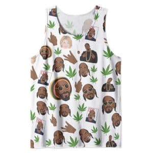 Snoop & Martha Weed Head Pattern White Tank Top
