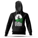 Green Skull Public Enemy Black Hooded Sweatshirt