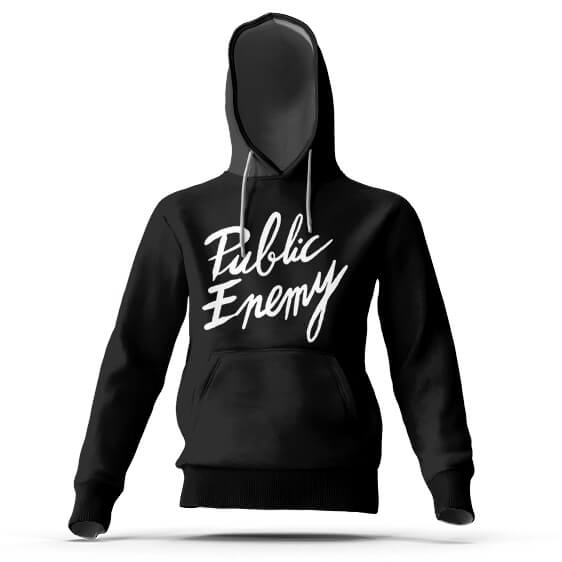 Public Enemy Typography Black Hooded Sweatshirt