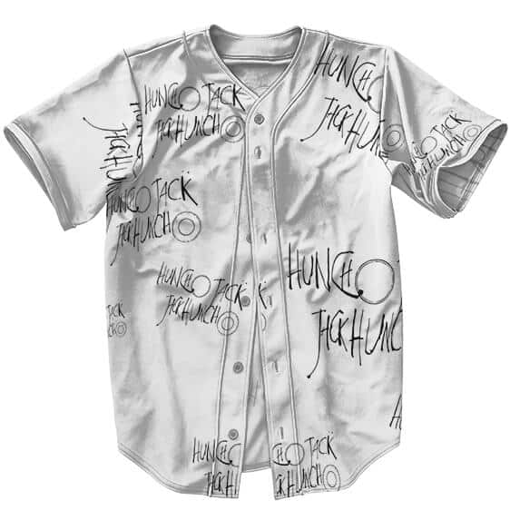 Huncho Jack Pattern Design White Baseball Shirt