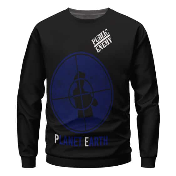 Public Enemy Planet Earth Blue Logo Black Sweater