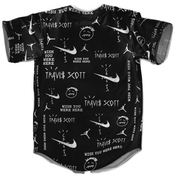 Travis Scott Icon Pattern Black Baseball Shirt