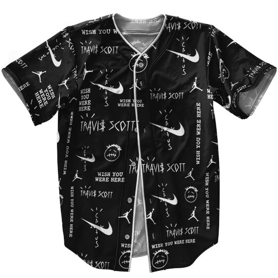 Travis Scott Icon Pattern Black Baseball Shirt