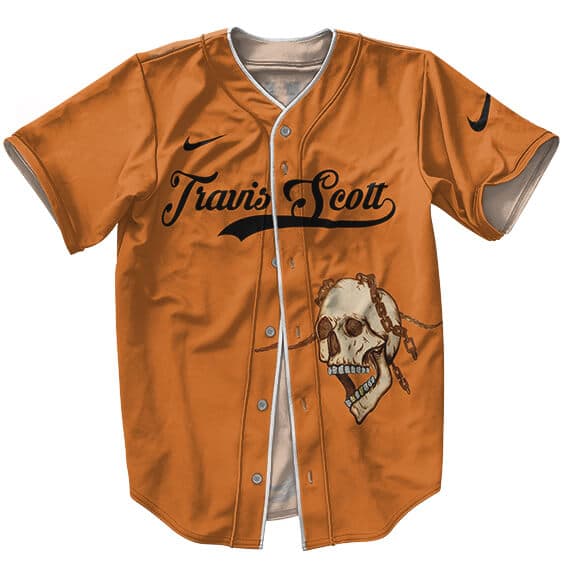 Travis Scott Look Mom Orange Baseball Uniform