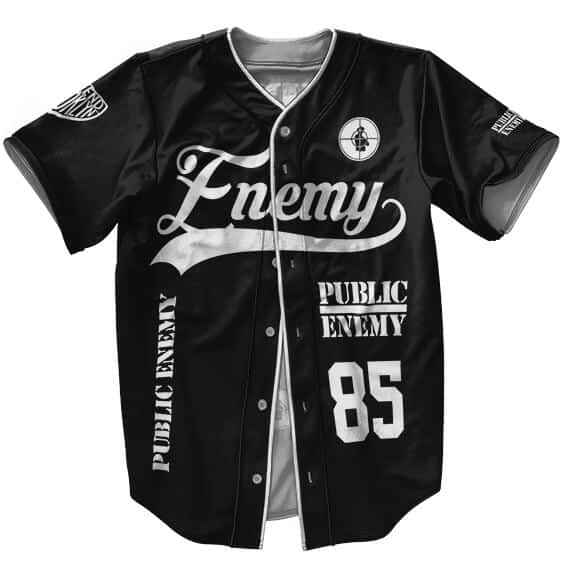 Public Enemy 85 Typographic Art Baseball Shirt