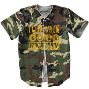Public Enemy Camouflage Pattern Baseball Shirt