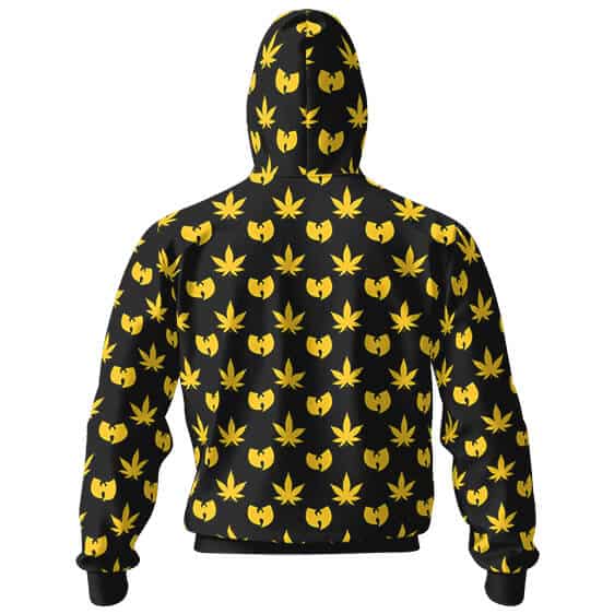 Weed & Wu-Tang Clan Logo Pattern Zip-Up Hoodie