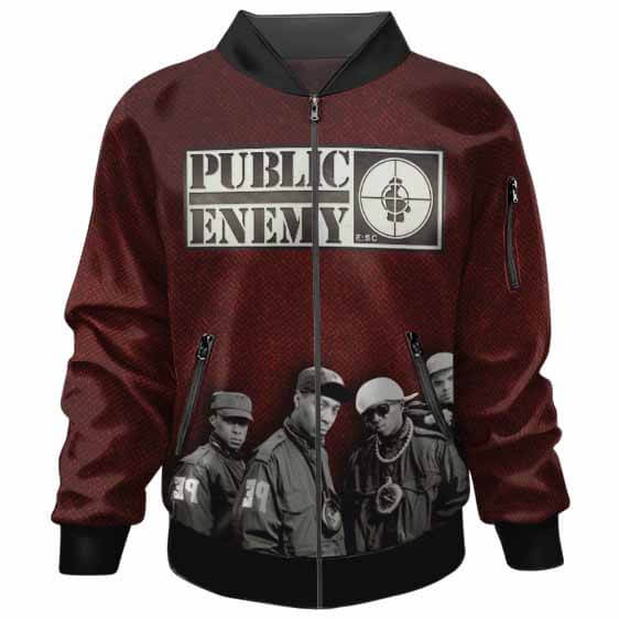 Hip-Hop Group Public Enemy Crew Members Red Bomber Jacket