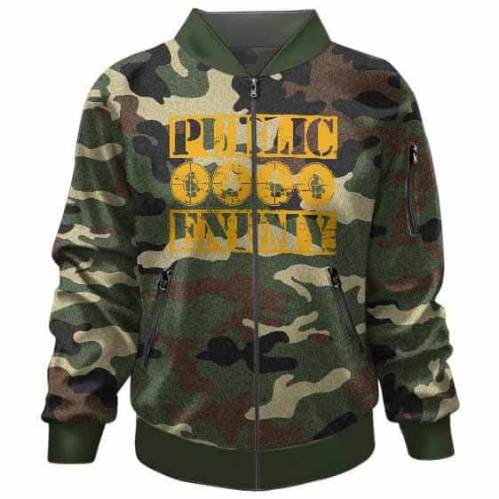 Hip-Hop Group Public Enemy Logo Camouflage Pattern Bomber Jacket