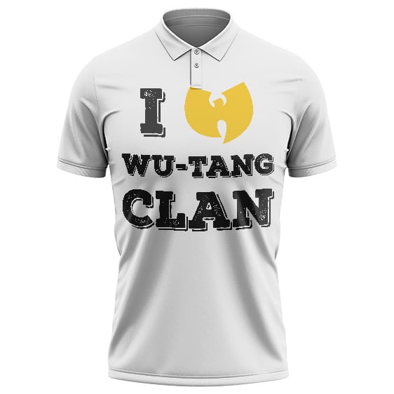 I Love Wu-Tang Clan Typographic Art White Polo Tee