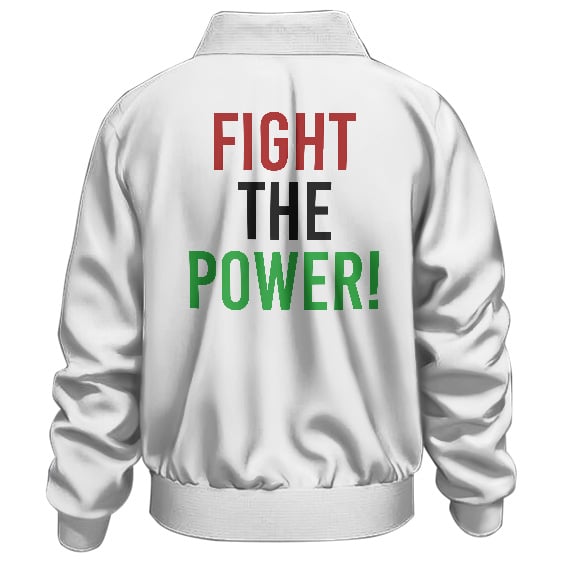 Public Enemy Fight The Power Logo White Bomber Jacket