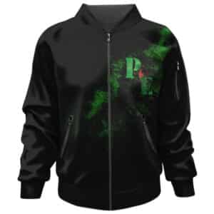 Rap Group Public Enemy Green Skull Logo Black Bomber Jacket