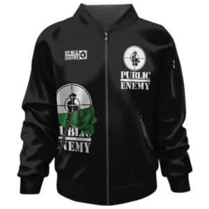 Rap Group Public Enemy Half Green Skull Logo Bomber Jacket