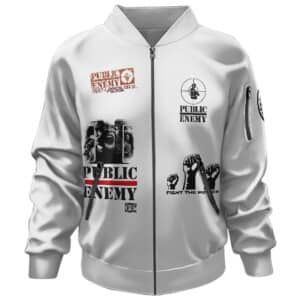 Rap Group Public Enemy Logos Design White Bomber Jacket