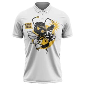Wu-Tang Killa Beez Gangster Bee Cartoon Logo White Polo Shirt